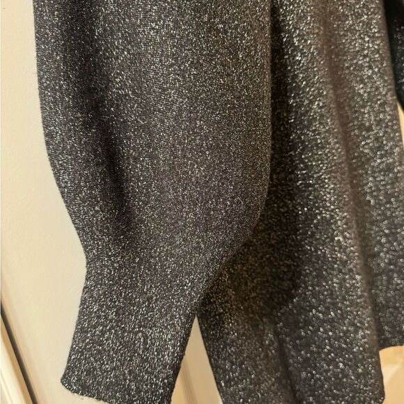 H&M Glitter Evening Black Crew Neck Bishop Sleeve Sweater Dress NWOT Size M - Picture 4 of 12